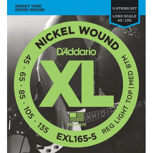 D'Addario EXL165-5 45-135 五弦電貝斯弦 / Nickel Wound
