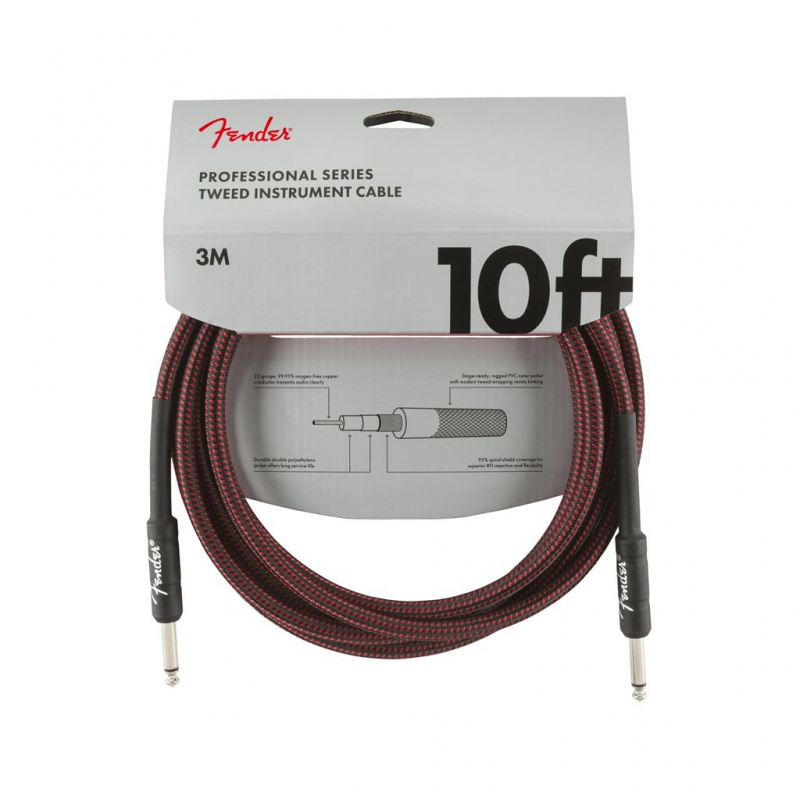 Fender 導線 10ft 專業級II頭 紅色編織