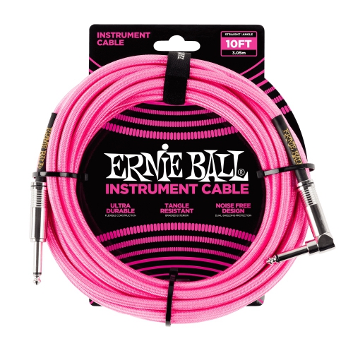 Ernie Ball 導線 10ft 編織系列 IL頭 霓粉紅編織 P06078