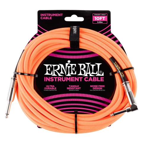 Ernie Ball 導線 10ft 編織系列 IL頭 霓虹橙編織 P06079