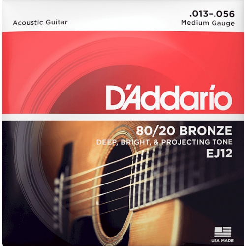 D'Addario EJ12 黃銅民謠吉他弦 13-56