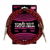 Ernie Ball 導線 10ft 編織系列 II頭 黑紅編織 P06394