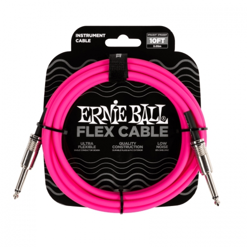 Ernie Ball 導線 10ft Flex系列 II頭 粉紅色 P06413