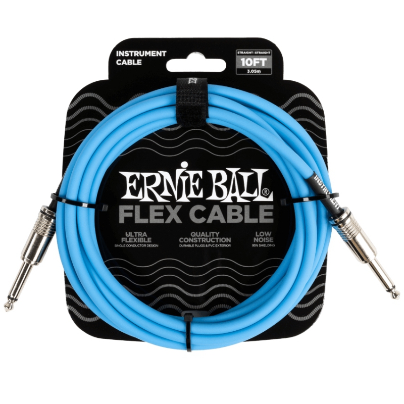 Ernie Ball 導線 10ft Flex系列 II頭 藍色 P06412