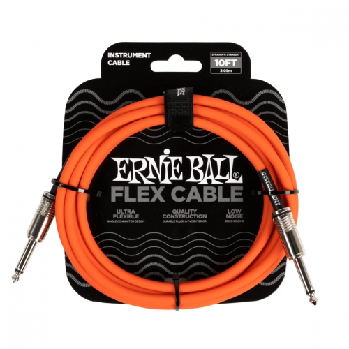 Ernie Ball 導線 10ft Flex系列 II頭 橘色 P06416