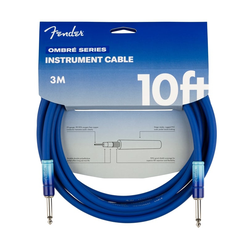 Fender 導線 Ombré 10ft II頭 3M 藍色