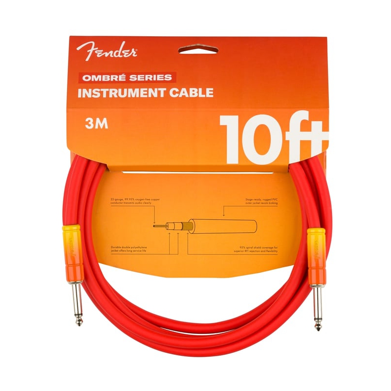 Fender 導線 Ombré 10ft II頭 3M 紅色