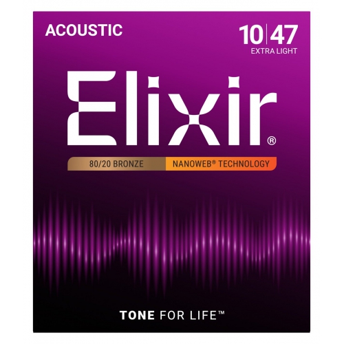 Elixir 木吉他弦 Nanoweb 薄包覆 10-47 80/20 黃銅 (11002)