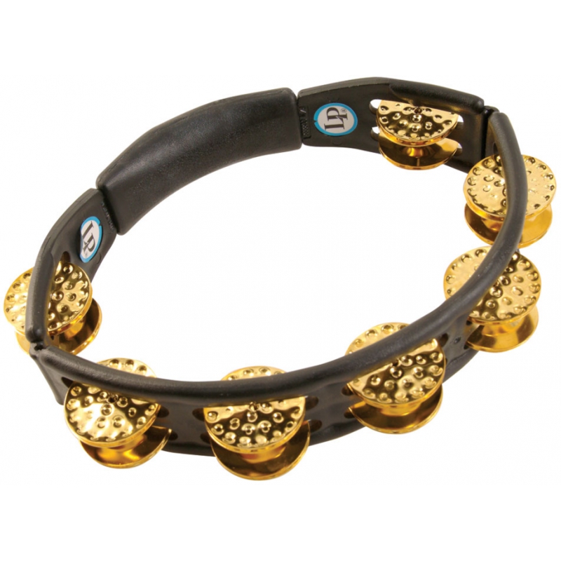Latin Percussion Cyclops® Dimpled Jingle Tambourine, Brass/Black/Hand Held
