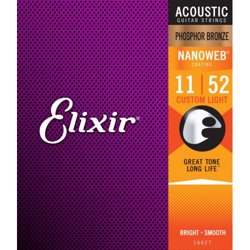 Elixir 木吉他弦 Nanoweb 薄包覆 11-52 Phosphor Bronze 磷青銅 (16027)