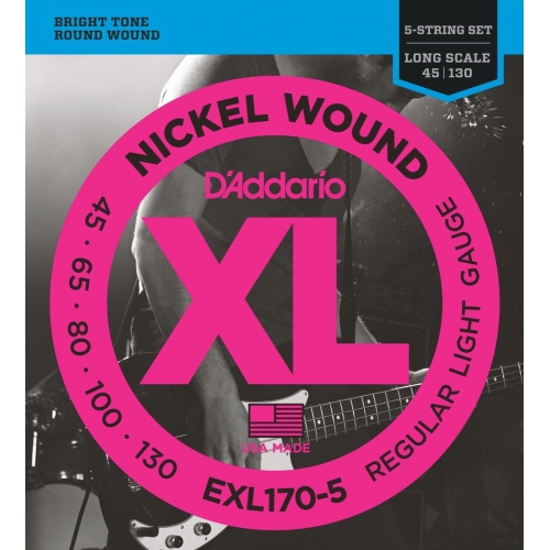 D'Addario EXL170-5 45-130 五弦電貝斯弦 / Nickel Wound
