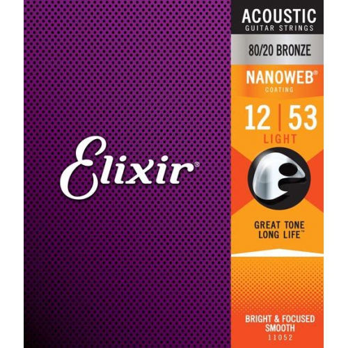 Elixir Nanoweb 薄包覆 12-53 黃銅 木吉他弦 (11052)