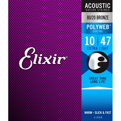 Elixir Polyweb 厚包覆 10-47 黃銅 木吉他弦 (11000)