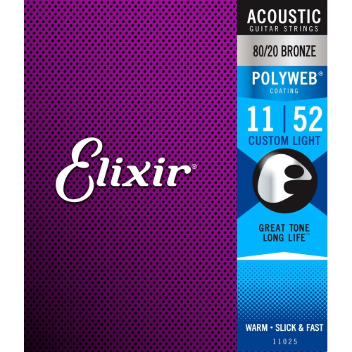 Elixir Polyweb 厚包覆 11-52 黃銅 木吉他弦 (11025)