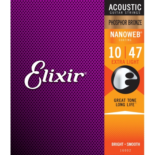 Elixir 木吉他弦 Nanoweb 薄包覆 10-47 Phosphor Bronze 磷青銅 (16002)