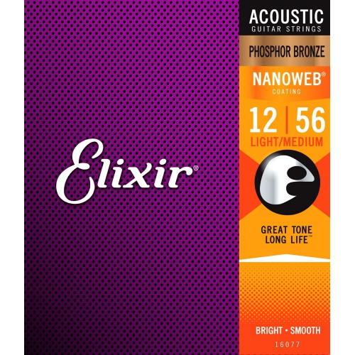 Elixir Nanoweb 薄包覆 12-56 木吉他弦 Phosphor Bronze 磷青銅 (16077)