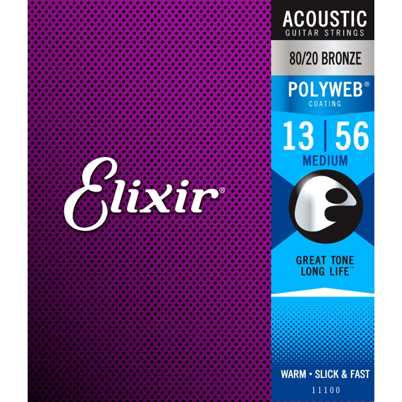 Elixir Polyweb 厚包覆 13-56 木吉他弦 (11000)